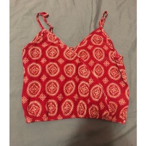Red and Gold pattern crop top